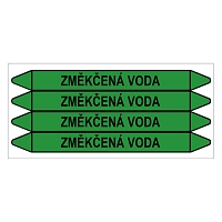 Značení potrubí, změkčená voda,4 ks, 250 × 26 mm